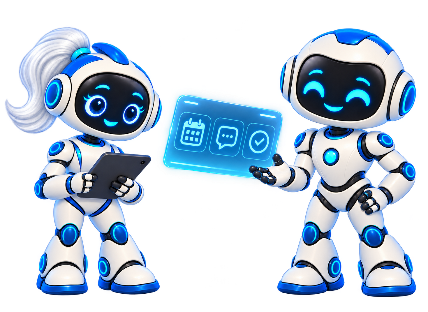 Clari e Edu, assistentes virtuais da escola